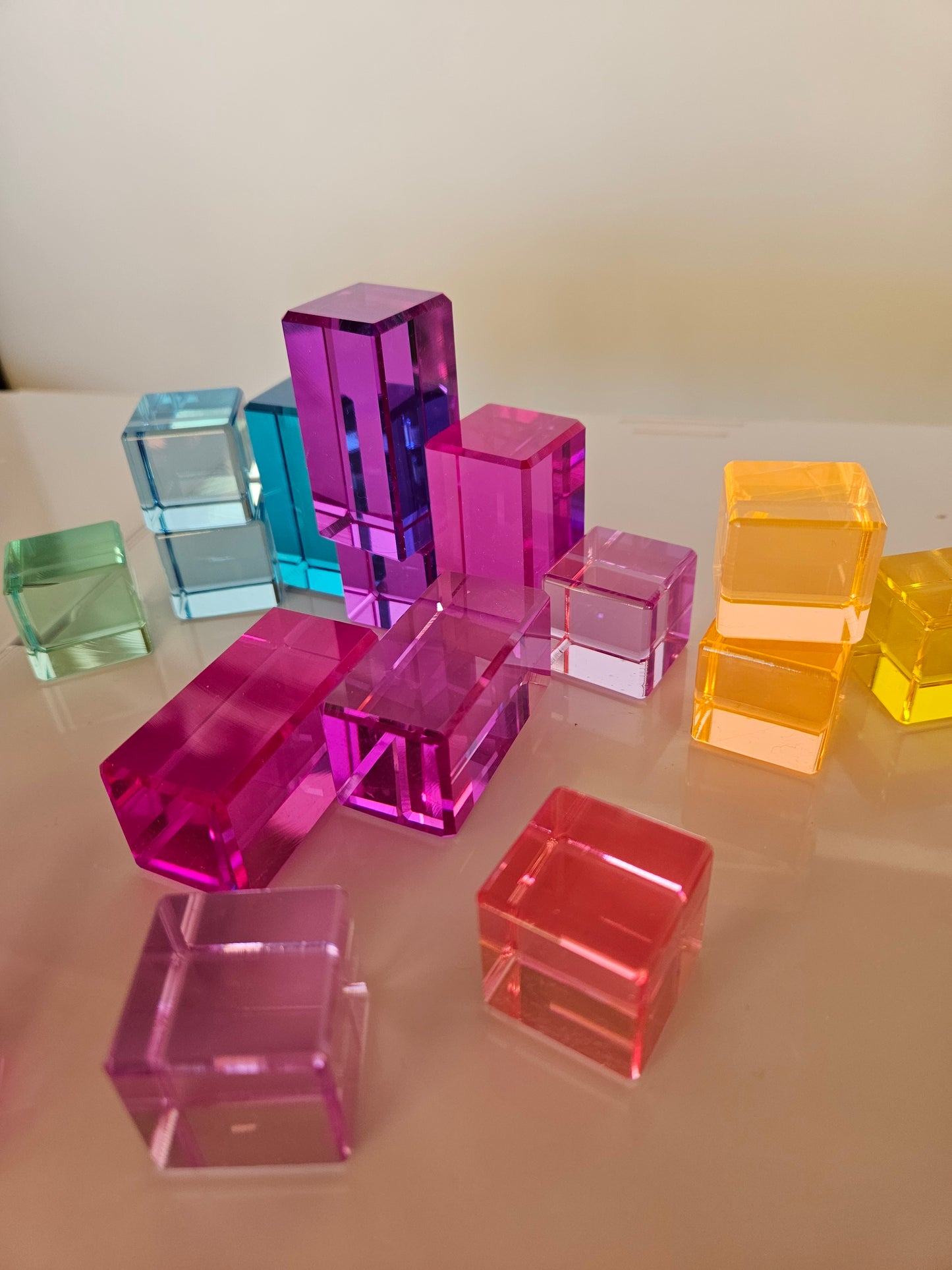 40 Mixed Lucite Blocks (Cubes & Rectangles - Light Colours)