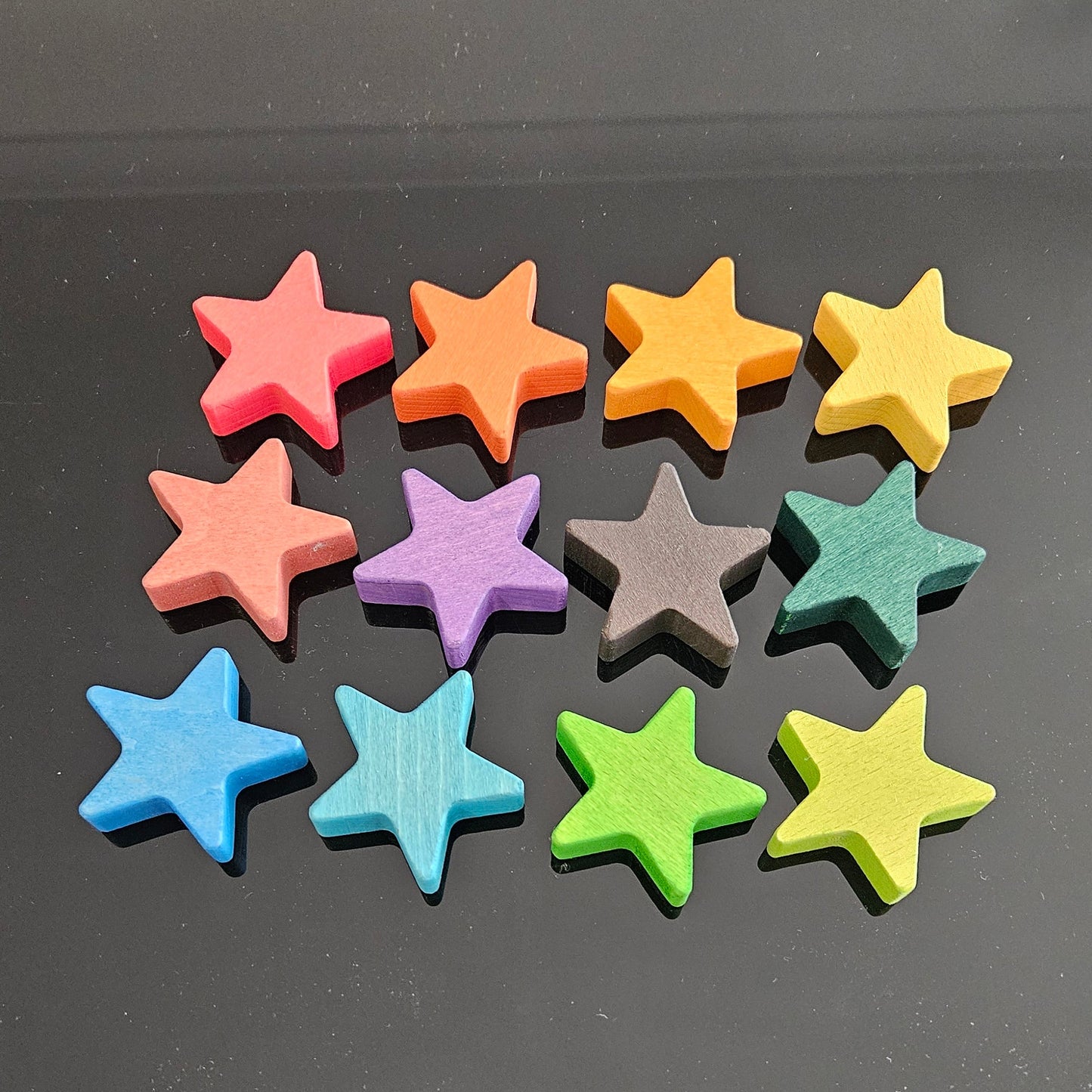 12 Wooden Rainbow Stars