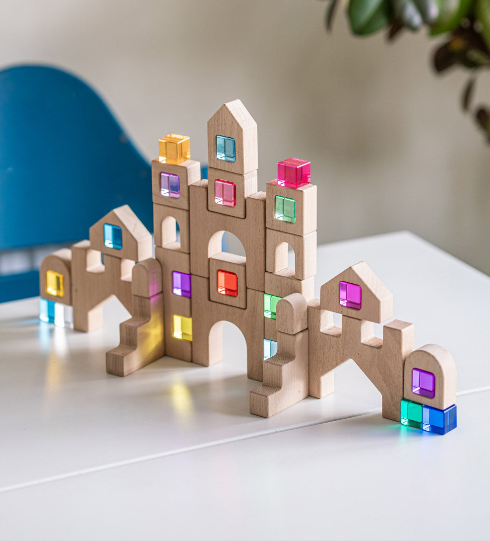 Castle Building Blocks with Lucite Cubes