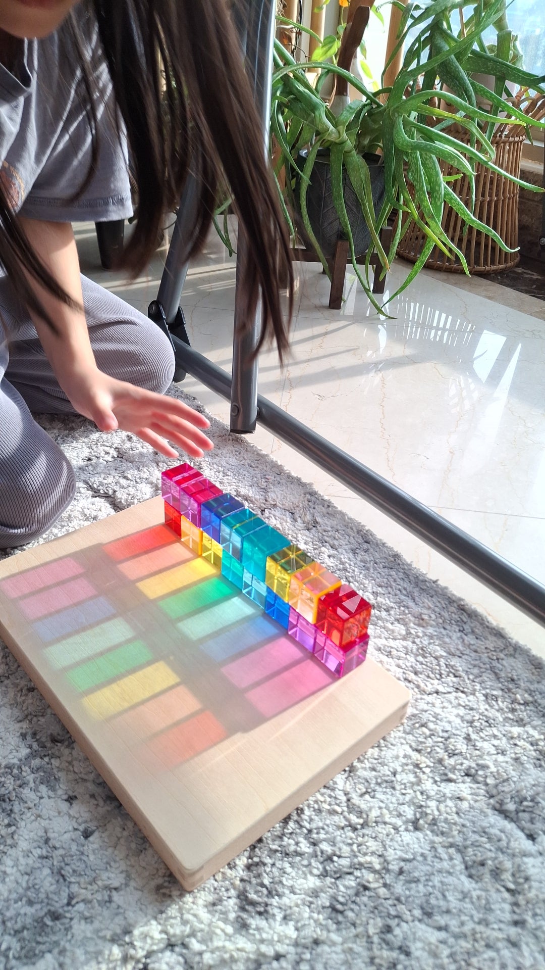 60 Rainbow-coloured Lucite Cube Blocks
