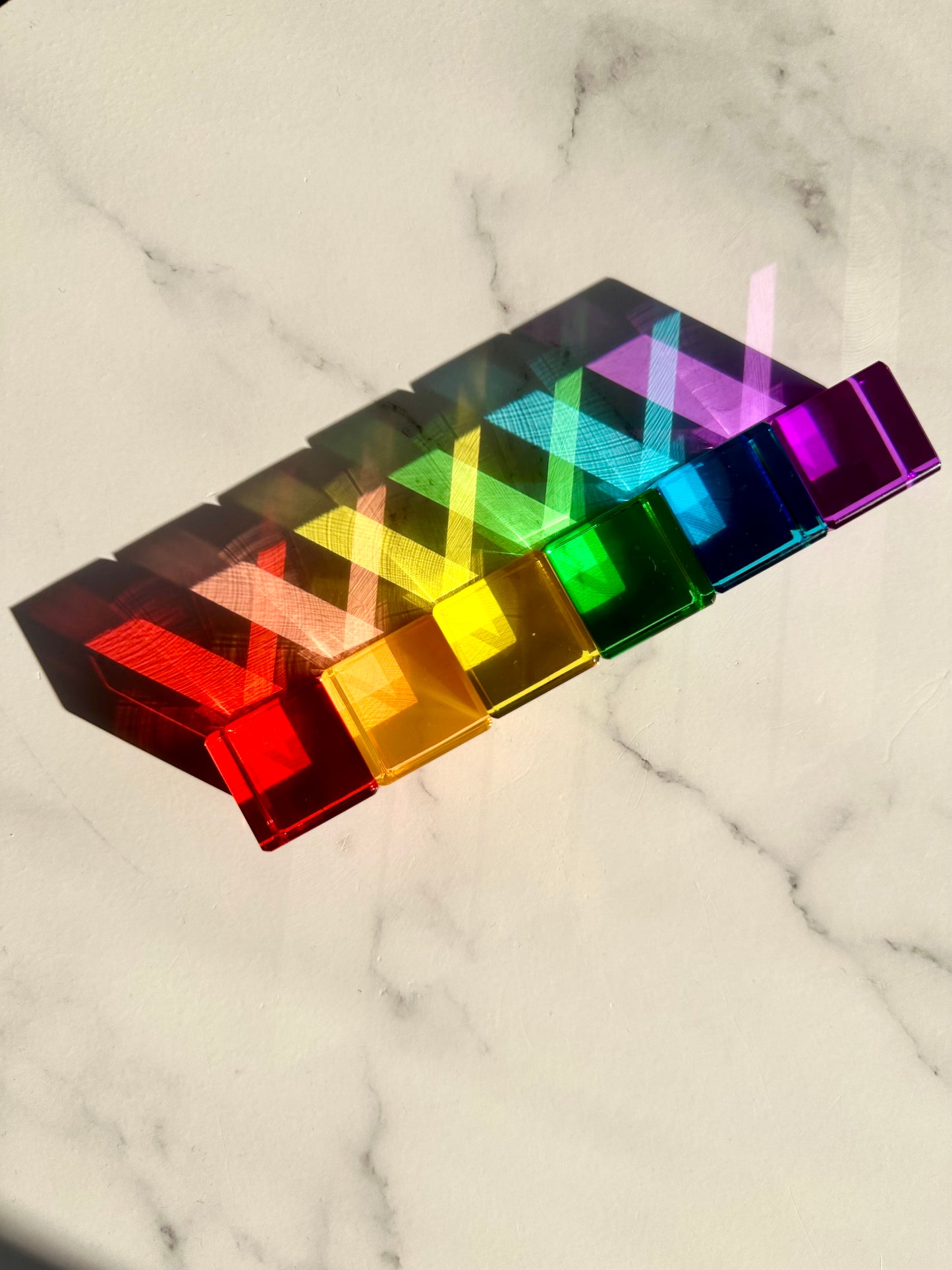 60 Rainbow-coloured Lucite Cube Blocks