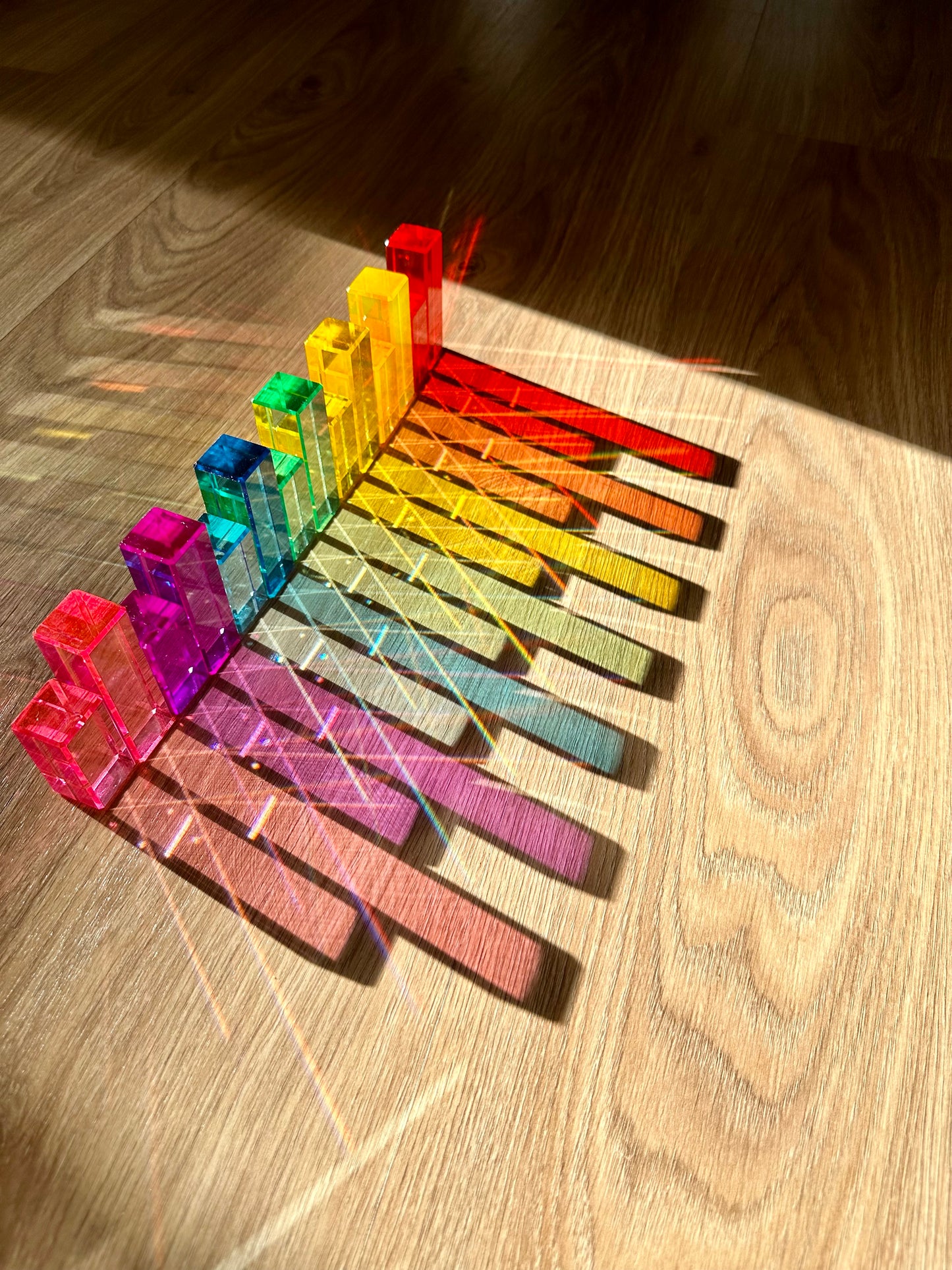 12 Lucite Columns in Wooden Tray *Limited Edition*