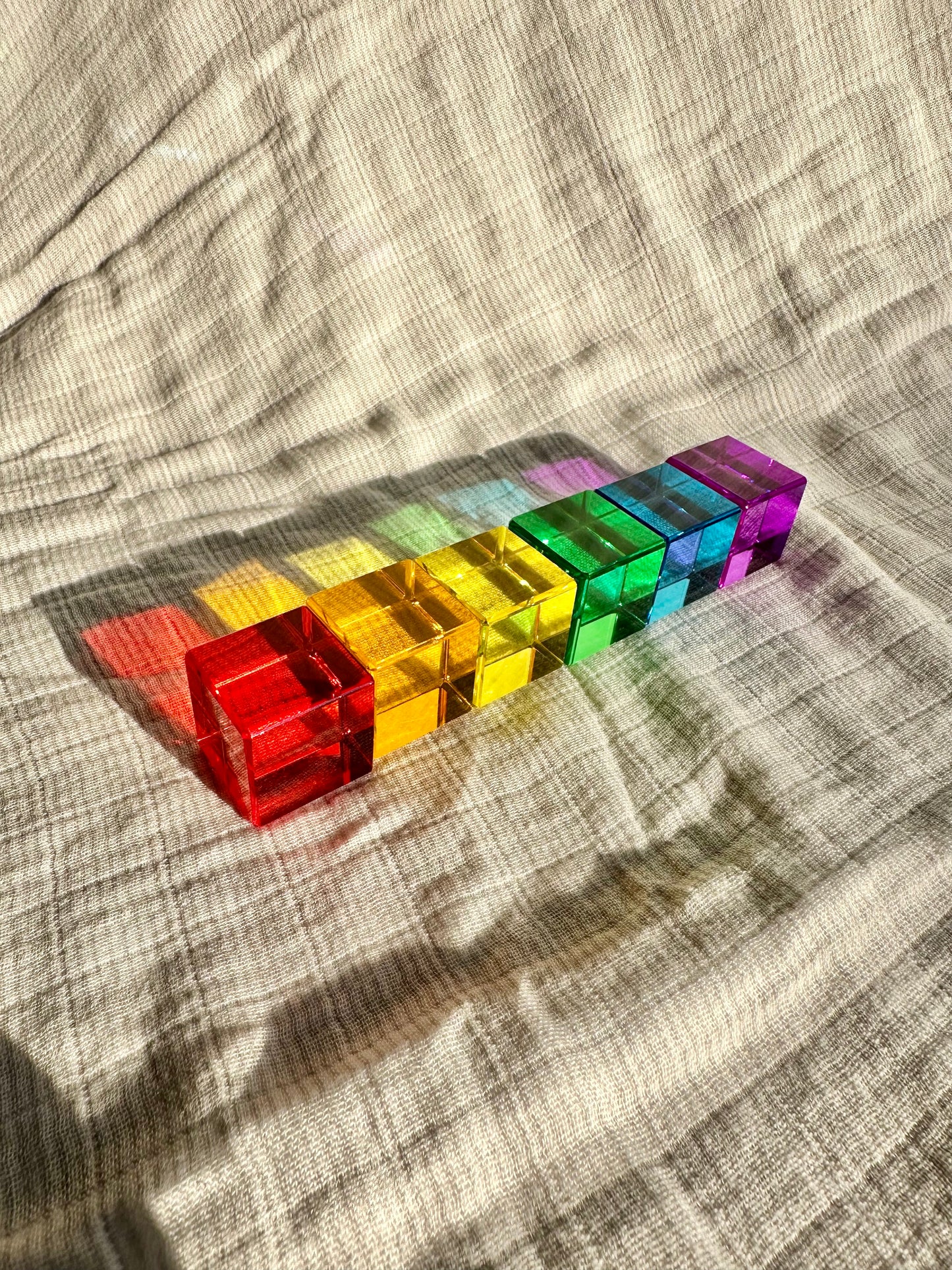 60 Rainbow-coloured Lucite Cube Blocks