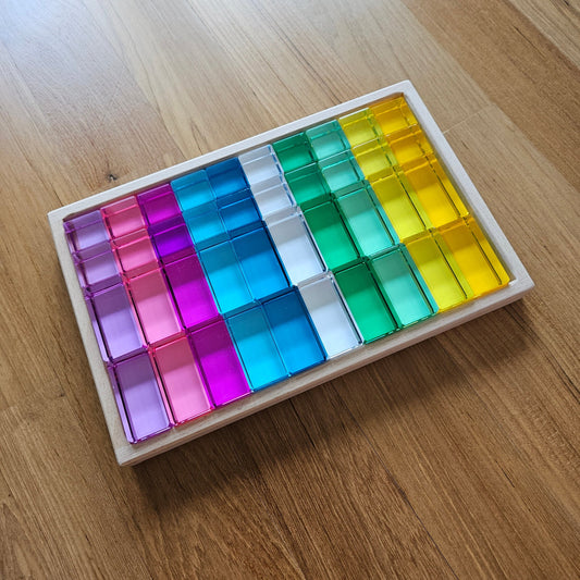 40 Mixed Lucite Blocks (Cubes & Rectangles - Pastel Colours)