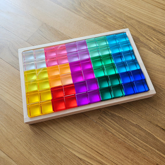 60 Rainbow-coloured Lucite Cube Blocks