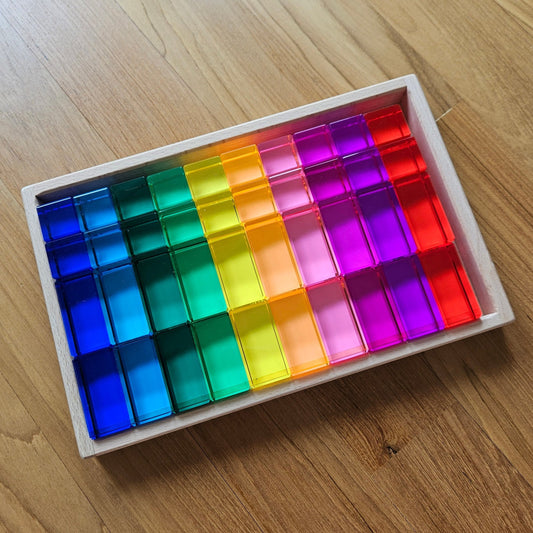 40 Mixed Lucite Blocks (Cubes & Rectangles - Rainbow Colours)