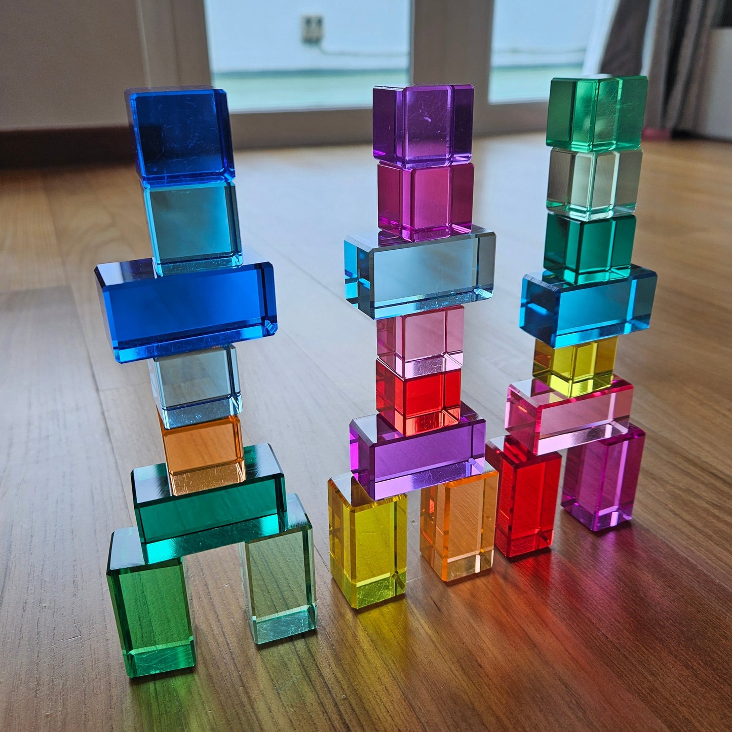 24 Mixed Lucite Blocks (Cubes & Rectangles - Rainbow colour) *Limited Edition*