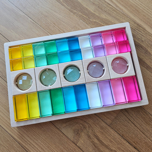 35 Mixed Jewel & Lucite Blocks Set - Pastel