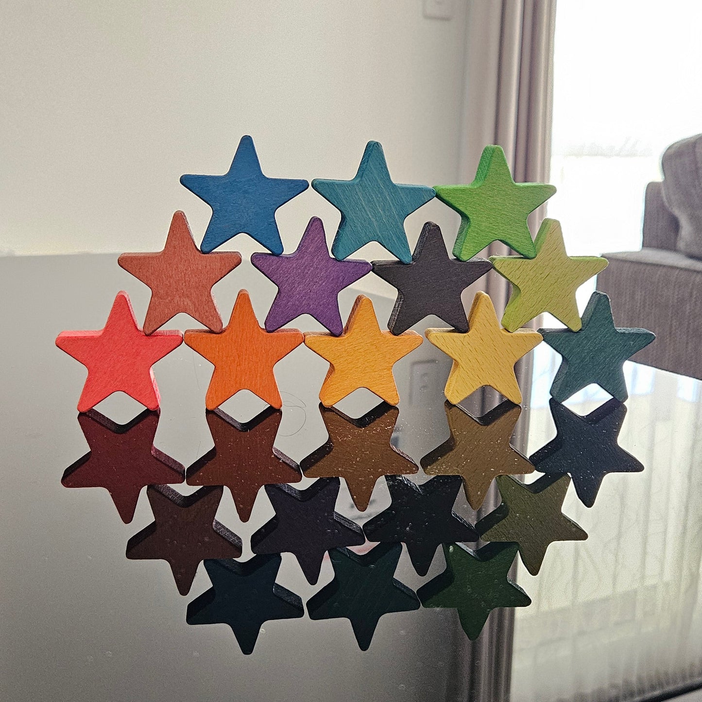 12 Wooden Rainbow Stars