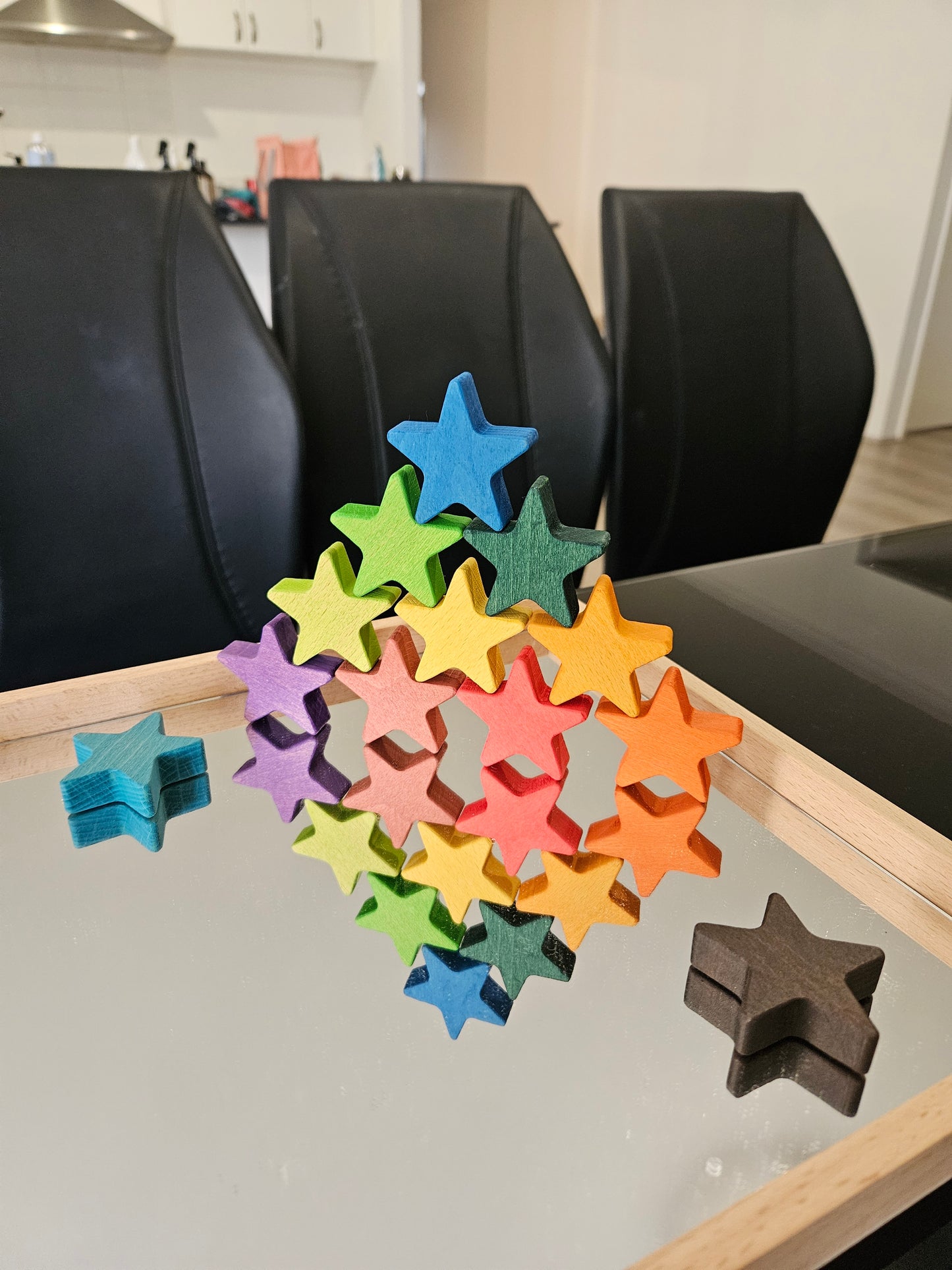 12 Wooden Rainbow Stars