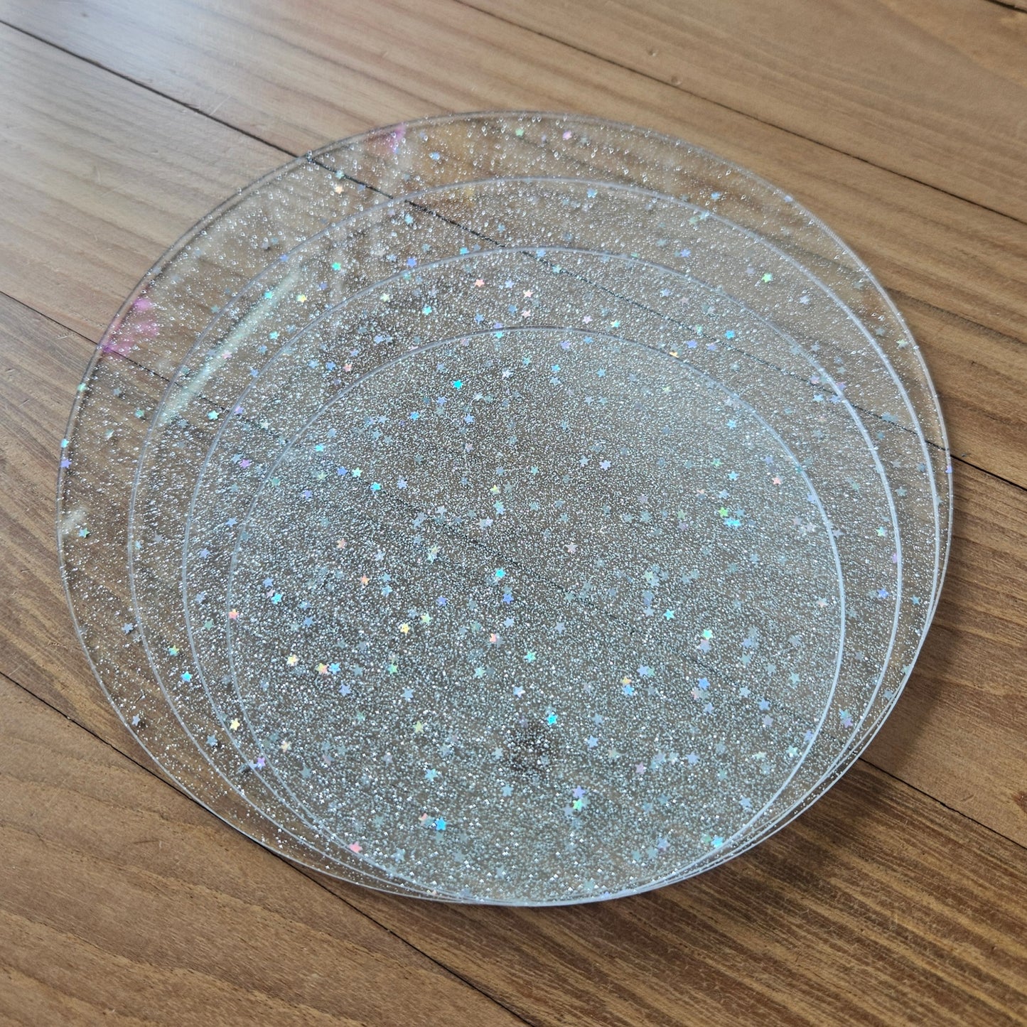 8 Glitter Circular Acrylic Platforms