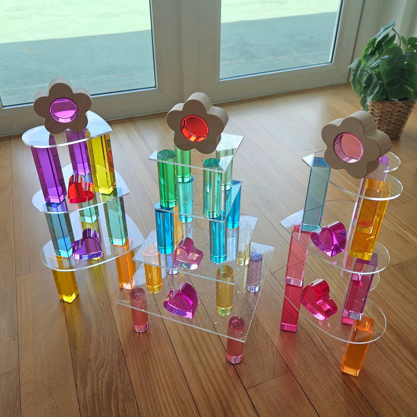 6 Glitter Square Acrylic Platforms