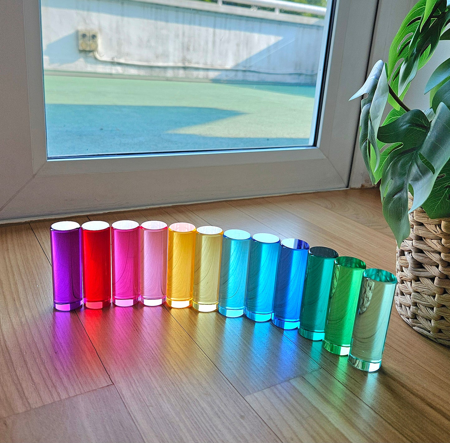 12 Lucite Cylindrical Columns