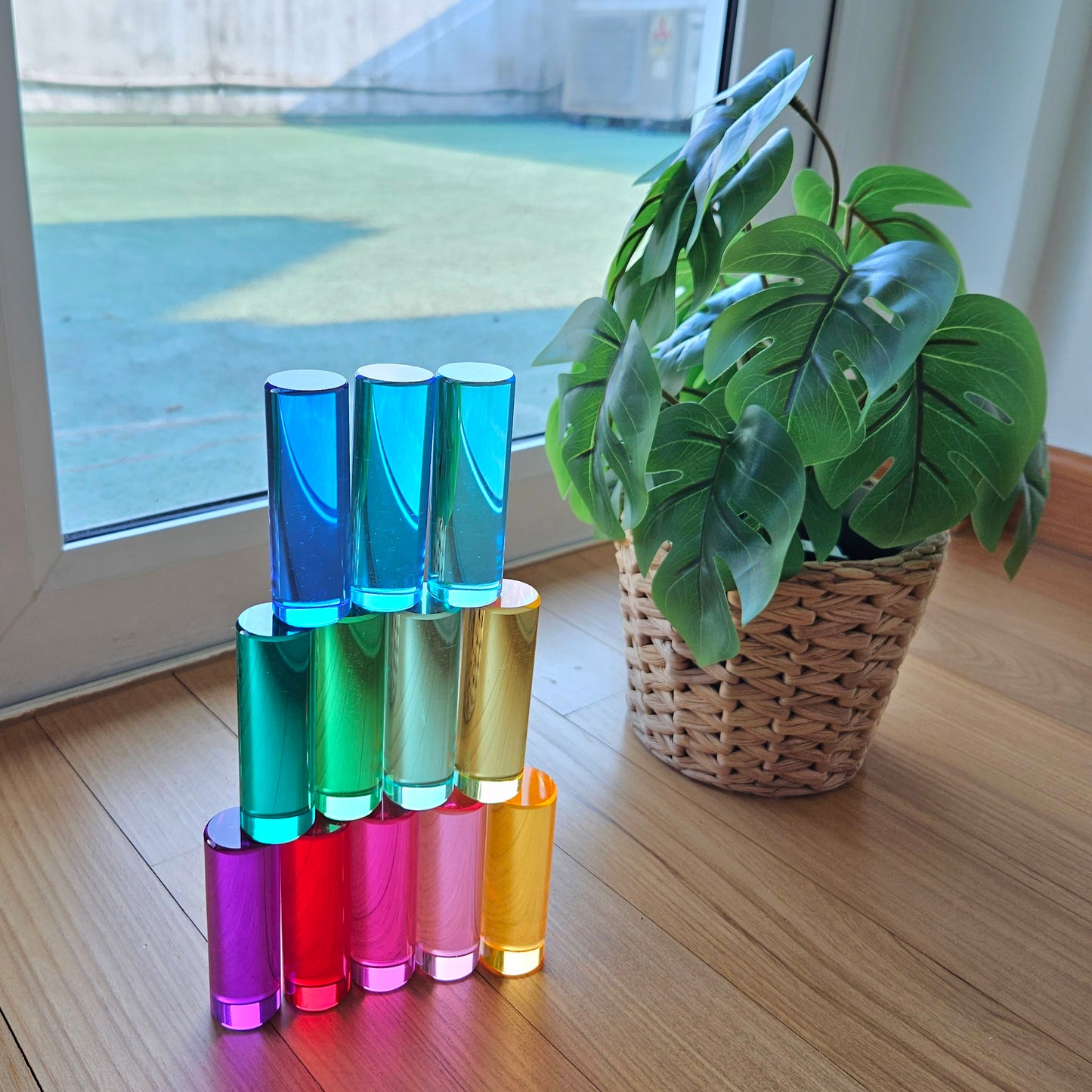 12 Lucite Cylindrical Columns