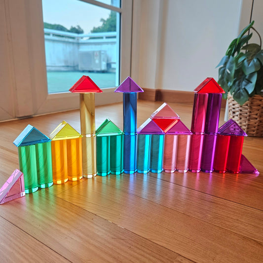 20 Medium Cylindrical Columns (Rainbow) & 32 Little Lucite Triangles™ Exclusive Bundle
