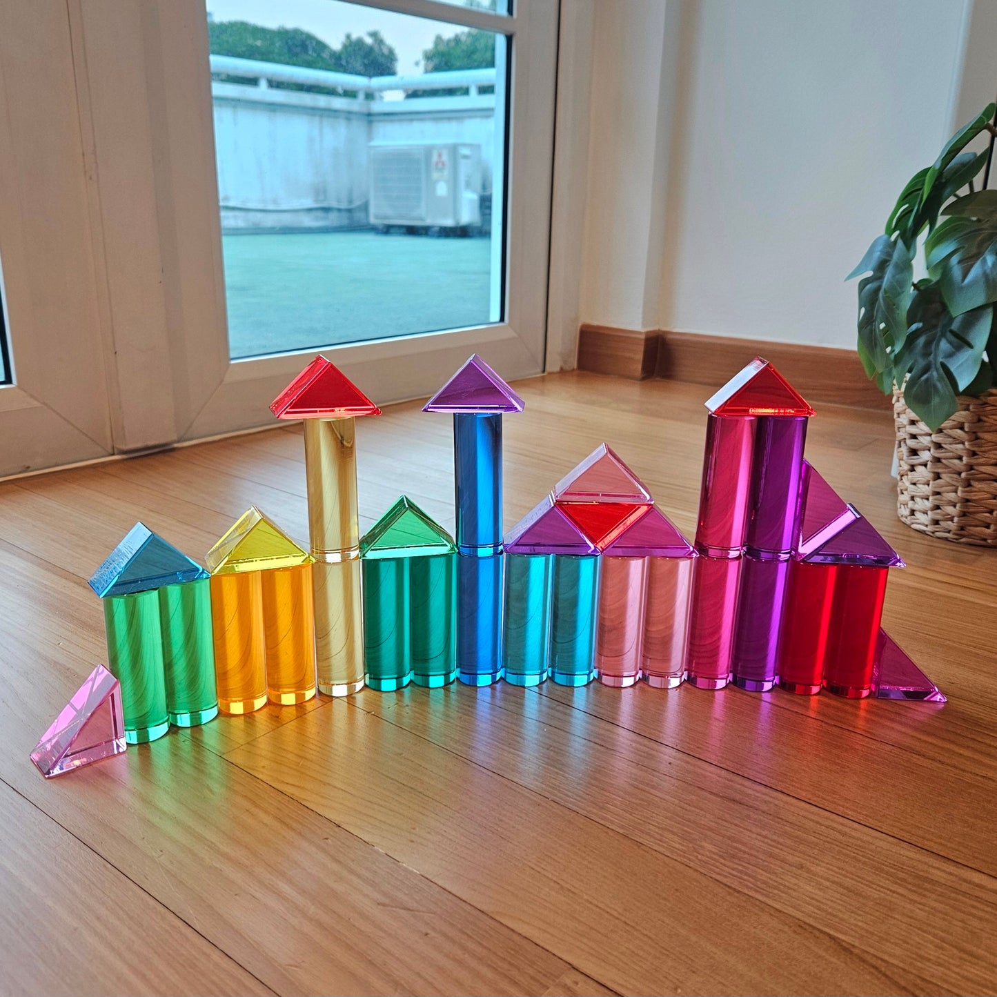 20 Medium Cylindrical Columns (Rainbow) & 32 Little Lucite Triangles™ Exclusive Bundle