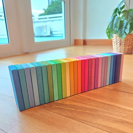 PRE-ORDER ONLY (Ships Early July 2026) - 28 Wooden Rainbow Dominoes