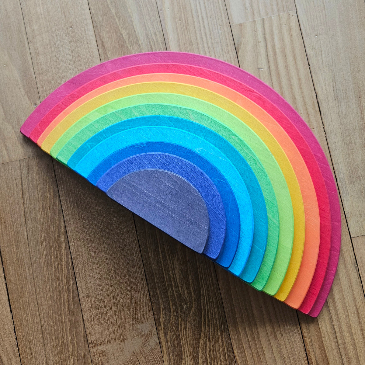 11 Wooden Rainbow Semi-circle Discs