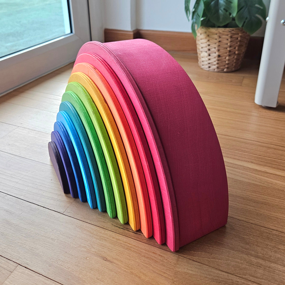 11 Wooden Rainbow Semi-circle Discs