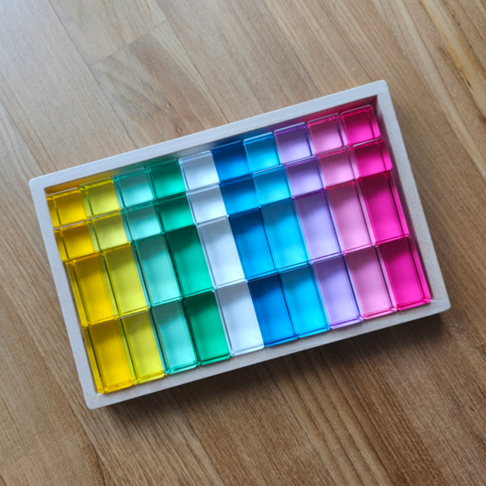 40 Mixed Lucite Blocks (Cubes & Rectangles - Light Colours)
