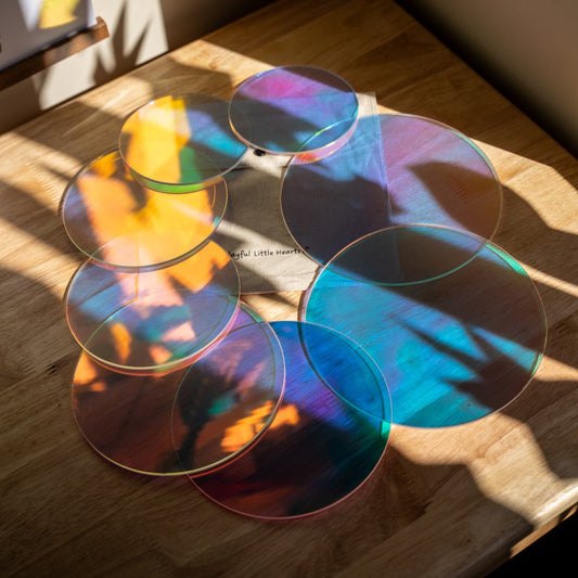 8 Iridescent Circle Acrylic Platforms