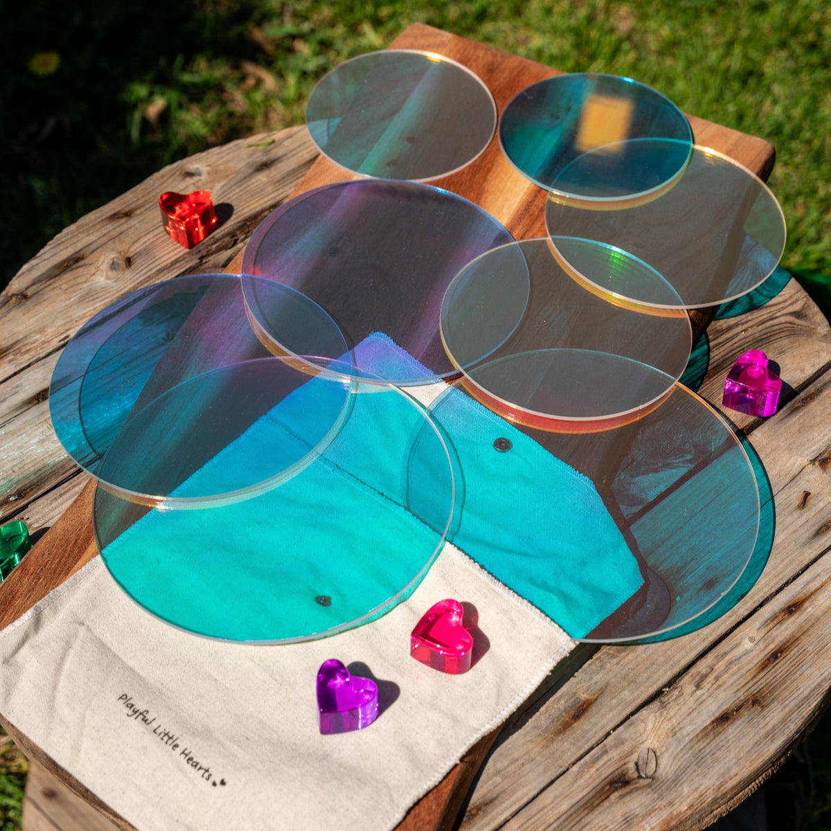 8 Iridescent Circle Acrylic Platforms