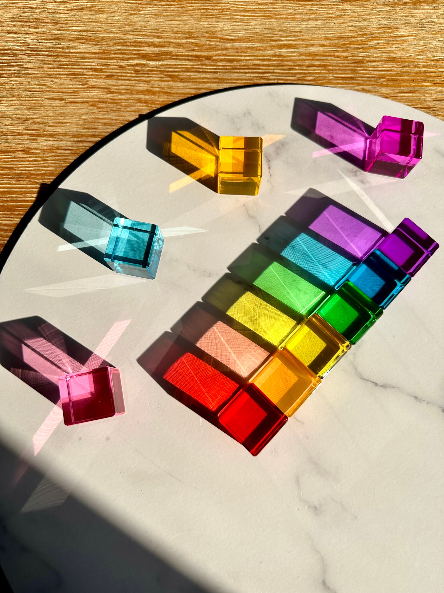 60 Rainbow-coloured Lucite Cube Blocks