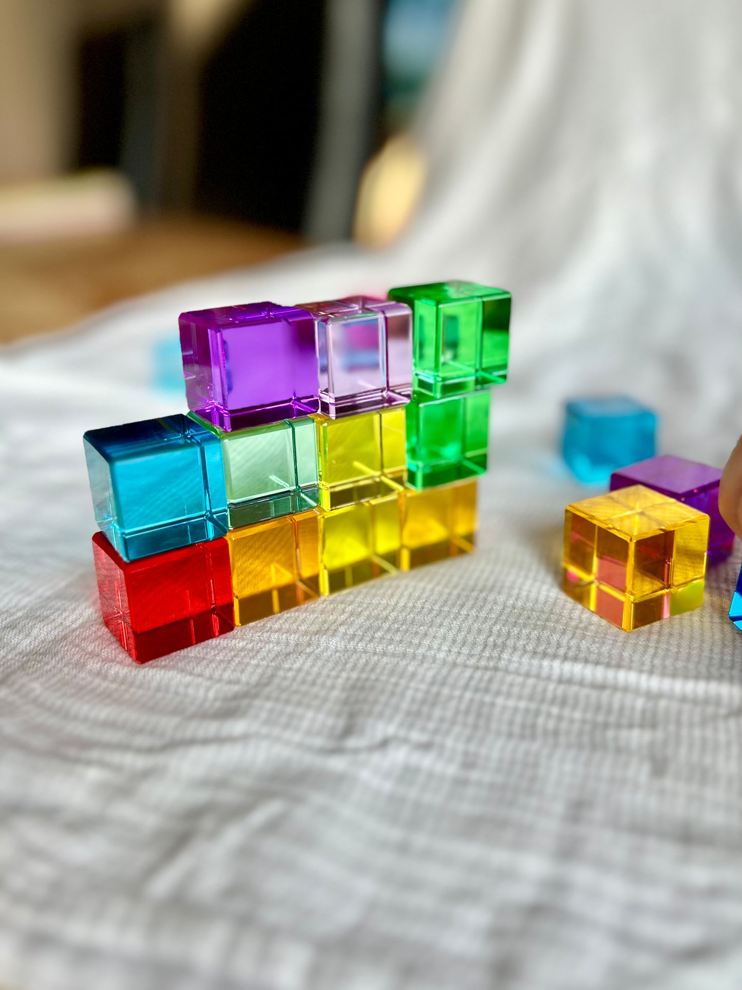 60 Rainbow-coloured Lucite Cube Blocks