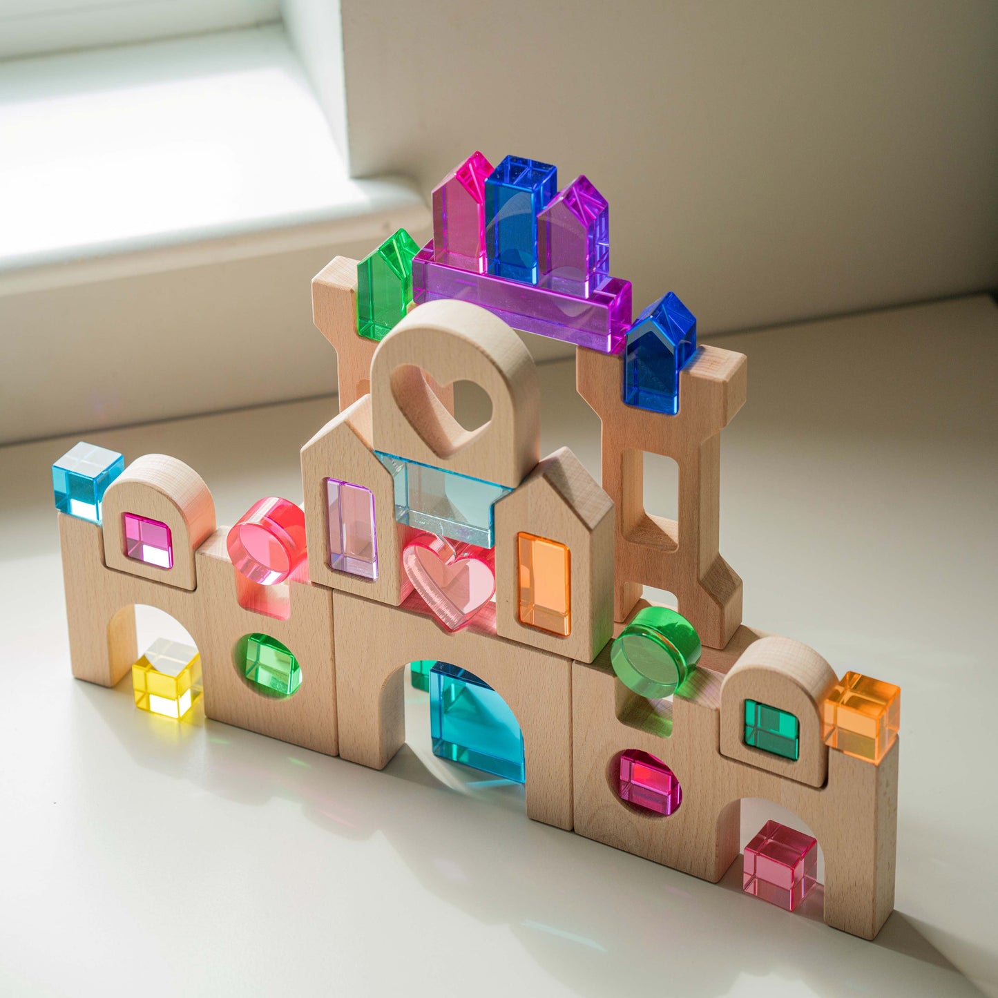 Heart of the Lucite Kingdom set with lucite and wooden blocks