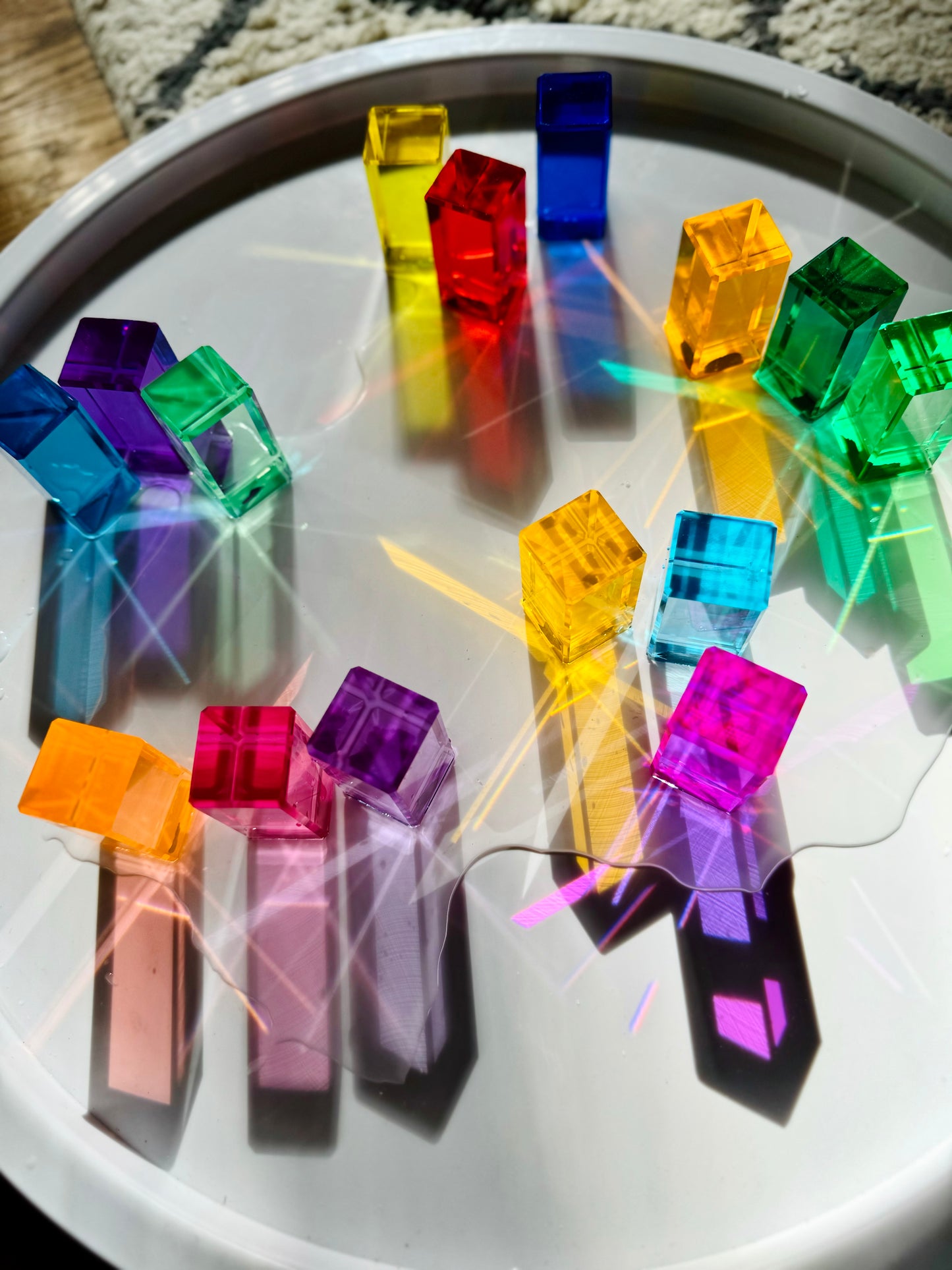 40 Mixed Lucite Blocks (Cubes & Rectangles - Rainbow Colours)